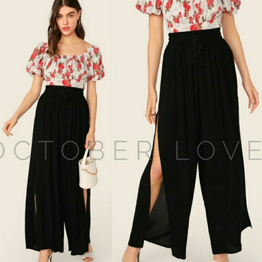 👖 3/$12👖🖤⭐New⭐ Med Black Split Leg Pants - Picture 2 of 8